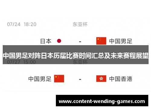 中国男足对阵日本历届比赛时间汇总及未来赛程展望
